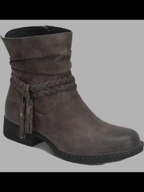Born Gray Suede Braided Tassel Ankle Boot